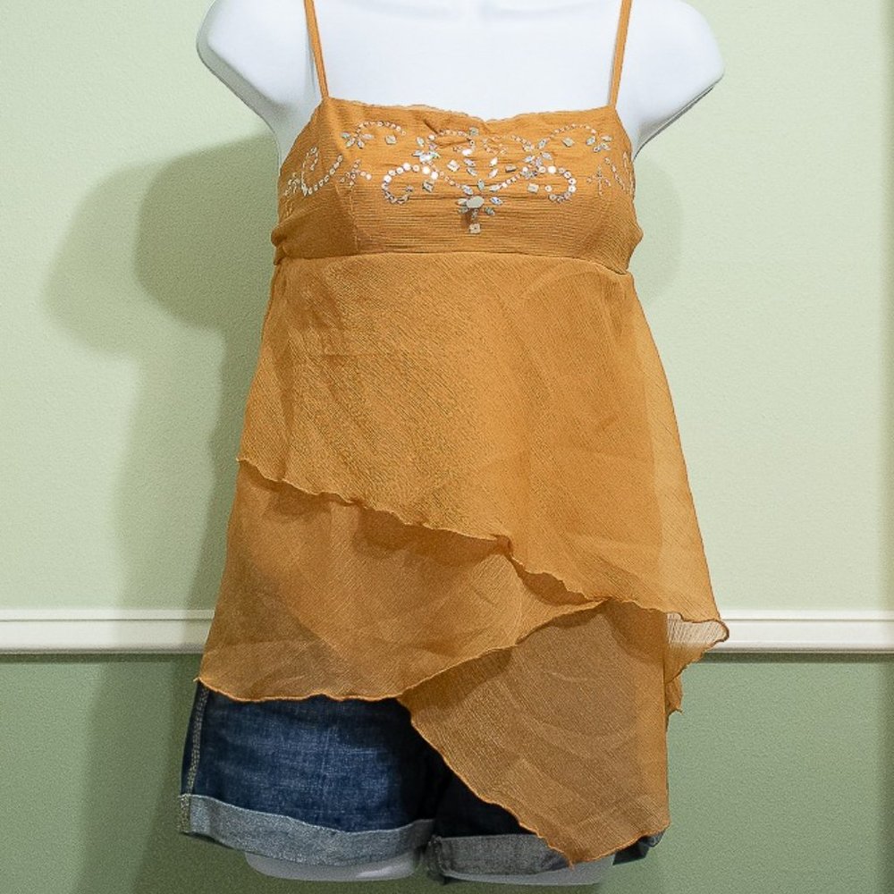 BNWT Silk sequin tank top w/ asymmetrical hem - SM